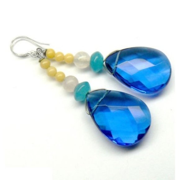 Sterling Silver QUARTZ Drop earrings 2.5" - Picture 3 of 4